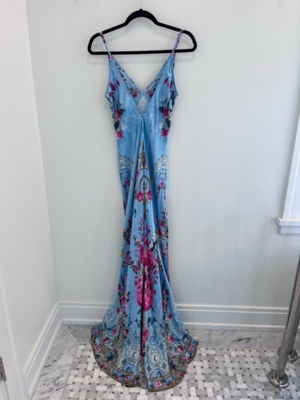 Camilla Embellished Floral Bias silk Satin Slip Dress - Size Small - Picture 7 of 7